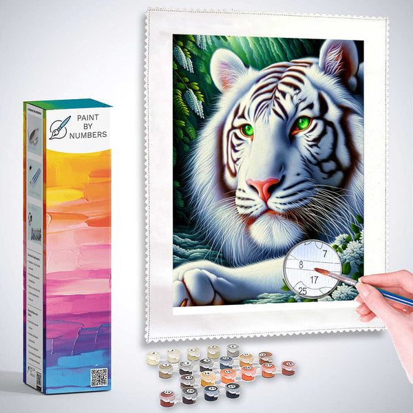 Paint by Numbers - White Tiger Grune Eyes