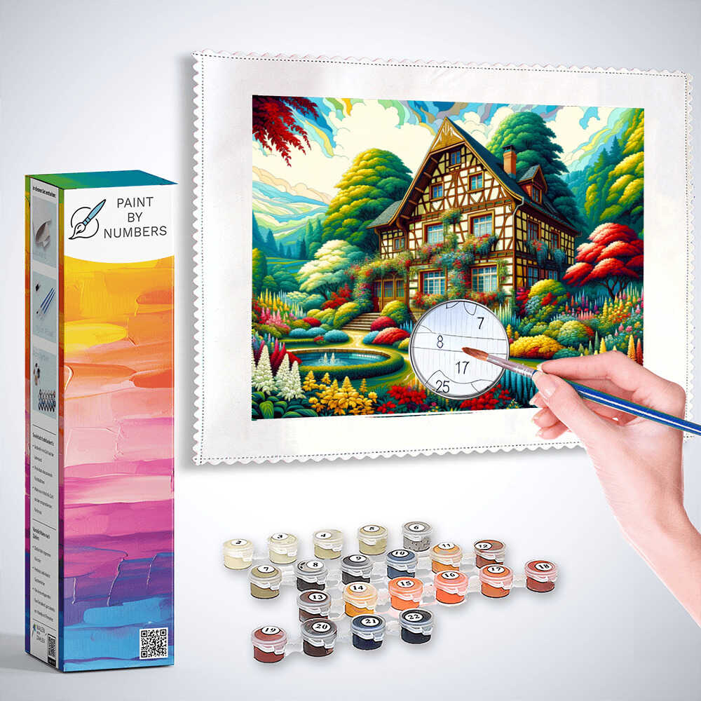 Fairy tale villa with garden - Paint by Numbers