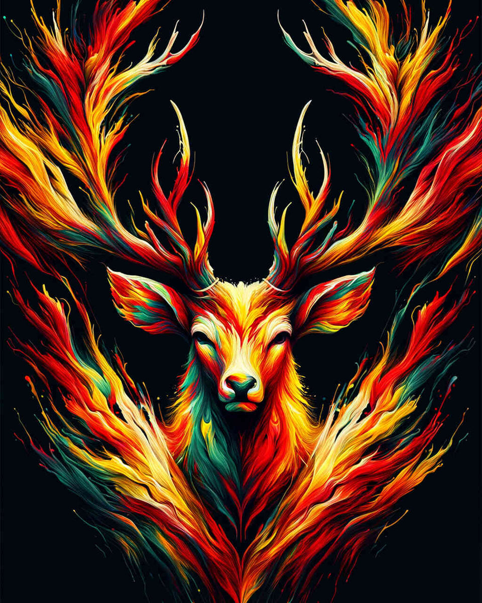 Deer with Colorful Paint - Paint by Numbers