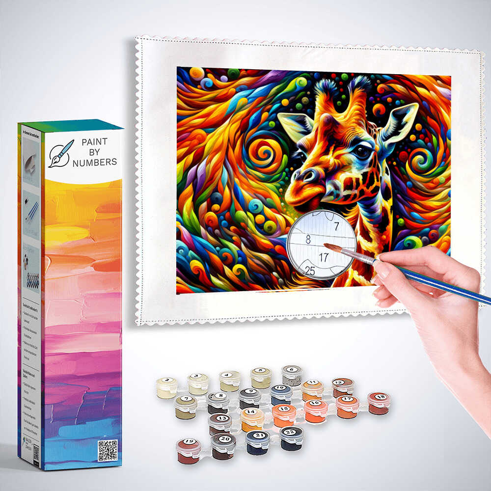 Paint by Numbers - Giraffe, colorful and abstract