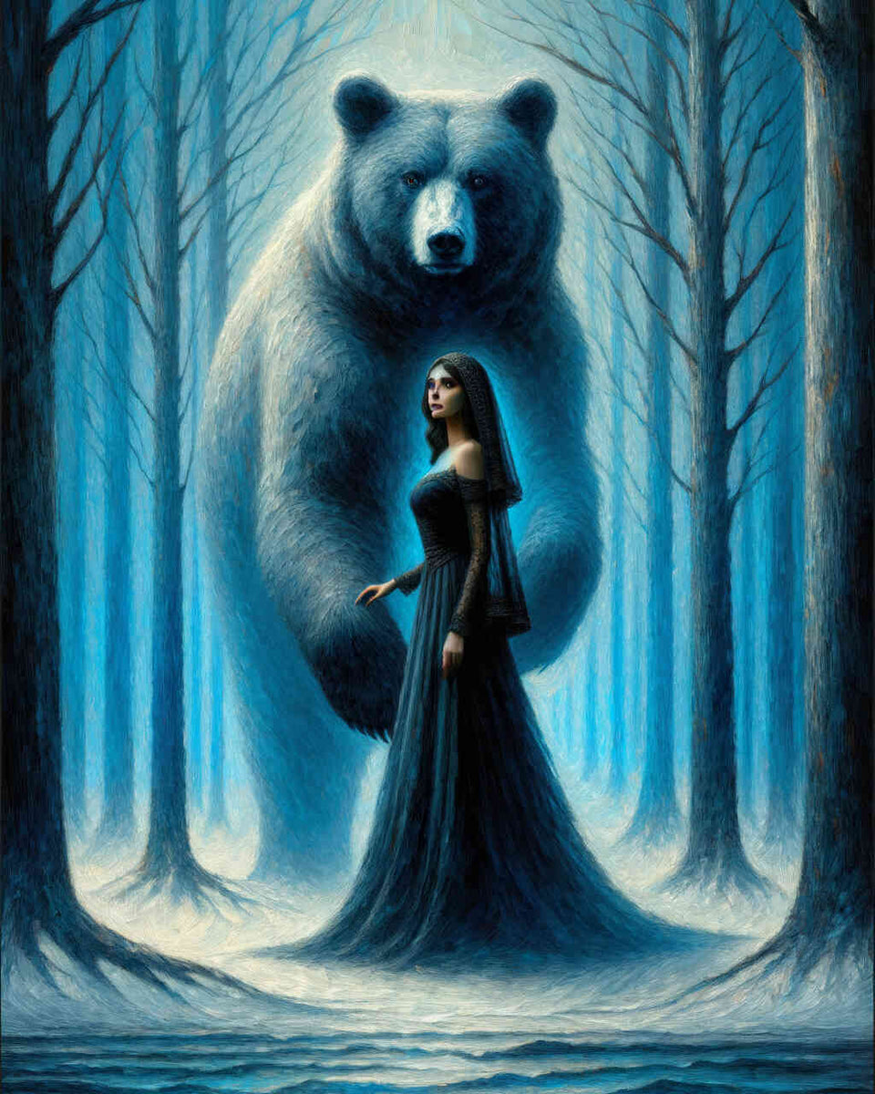 Woman with bear - Paint by Numbers