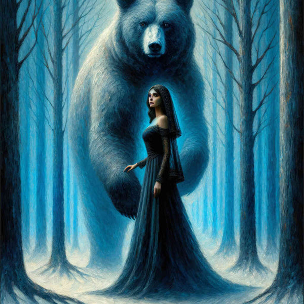 Woman with bear - Paint by Numbers