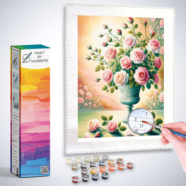 Flower vase, Pink - Paint by Numbers