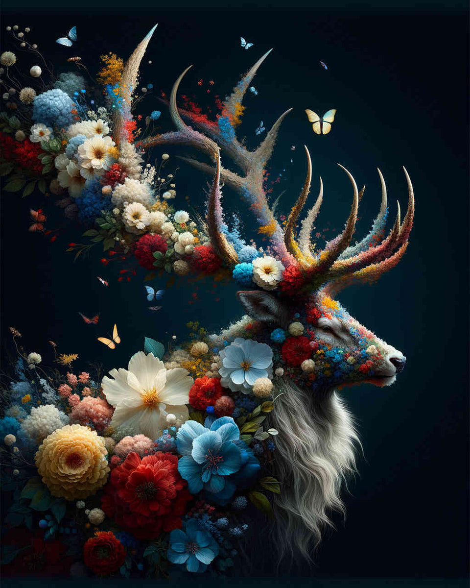 Paint by Numbers - Deer with Flower Antlers