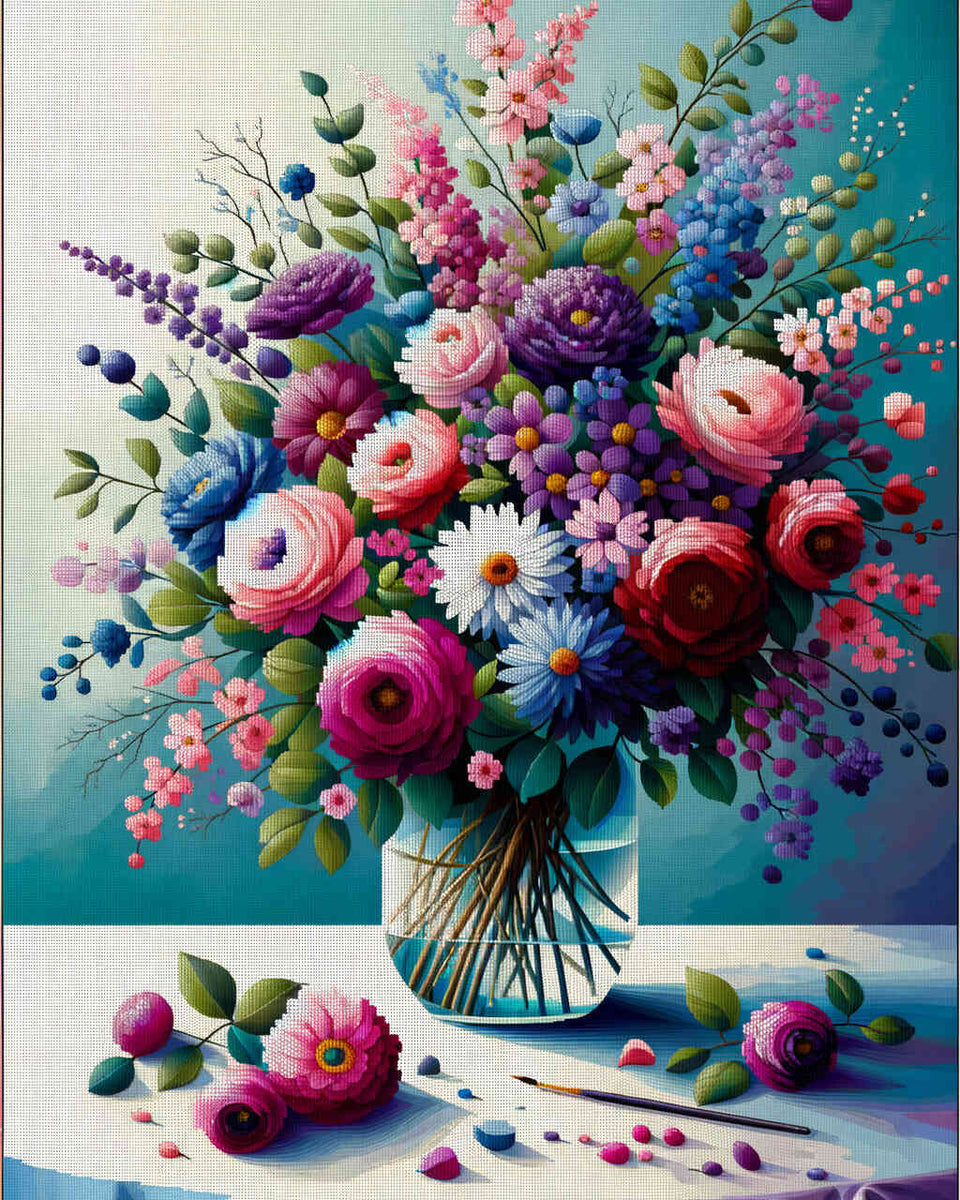 Paint by Numbers - Pink Purple Bouquet of Flowers