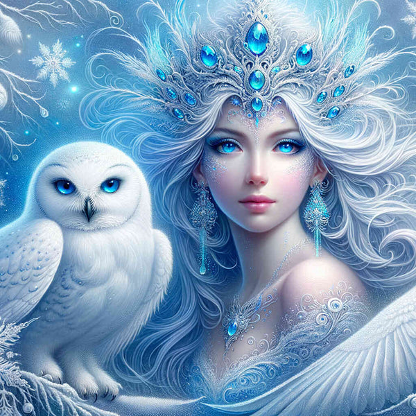 Paint by Numbers - Ice fairy with snowy owl