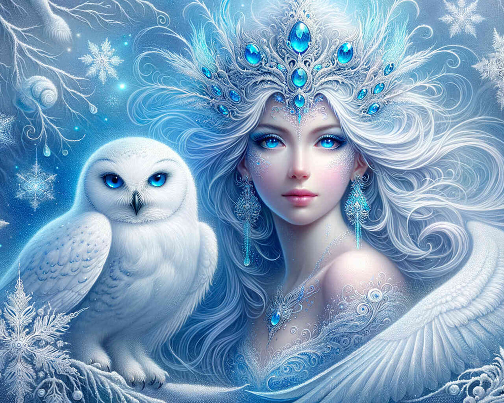 Paint by Numbers - Ice fairy with snowy owl