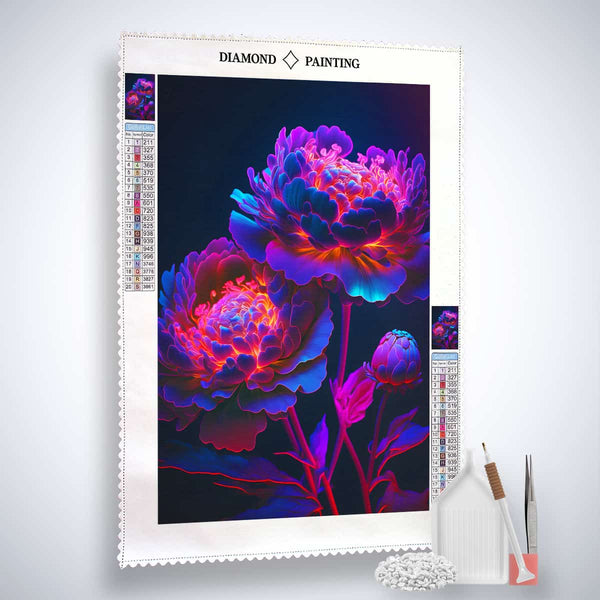 AB Diamond Painting Kit - Radiant Flower Design with Paint by Numbers Essentials