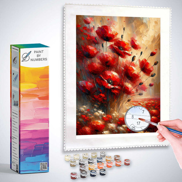 Poppy flower vase - Paint by Numbers