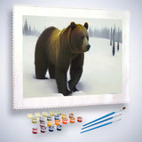 Malen nach Zahlen - Braunbär im Winter - hochwertige Leinwand - Bär, Horizontal, Tiere
