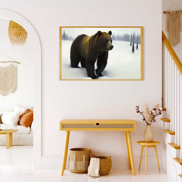 Malen nach Zahlen - Braunbär im Winter - hochwertige Leinwand - Bär, Horizontal, Tiere