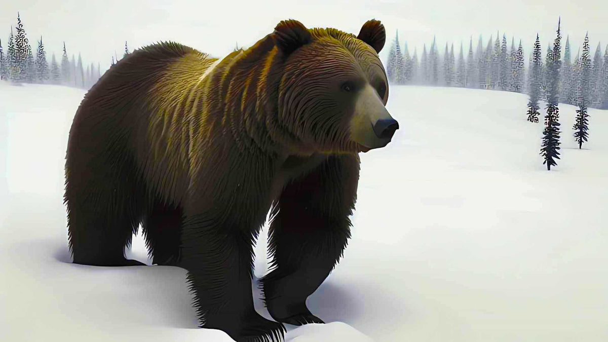 Malen nach Zahlen - Braunbär im Winter - hochwertige Leinwand - Bär, Horizontal, Tiere