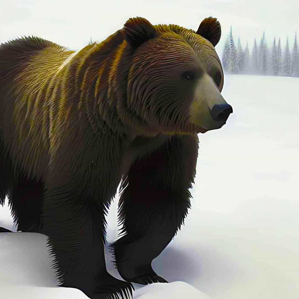 Malen nach Zahlen - Braunbär im Winter - hochwertige Leinwand - Bär, Horizontal, Tiere