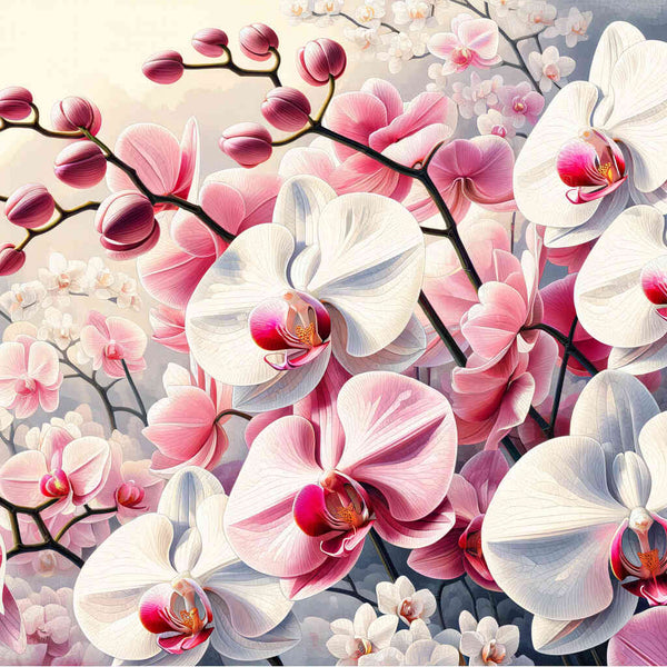 Paint by Numbers - Pink and white orchids