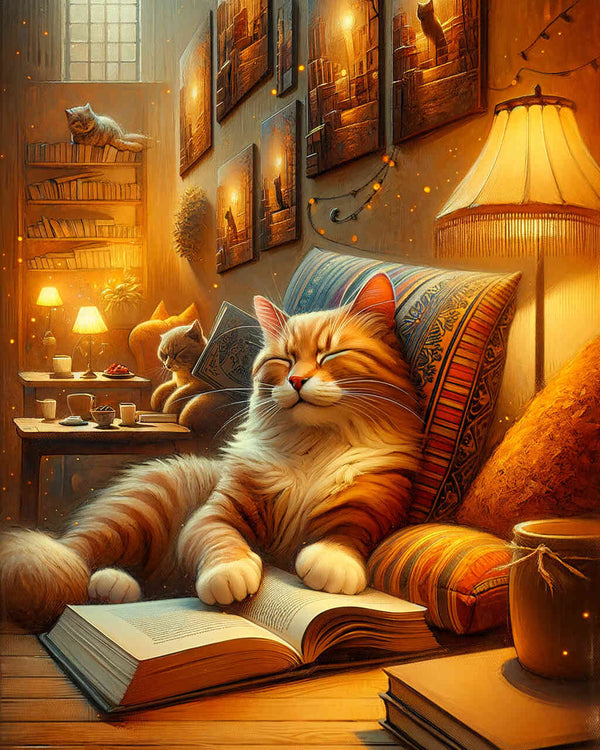 Cat reads - Paint by Numbers