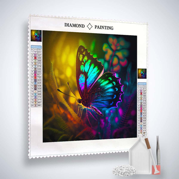 Butterfly at night Diamond Painting Kit with tools including tweezers and application pen for Paint by Numbers art.