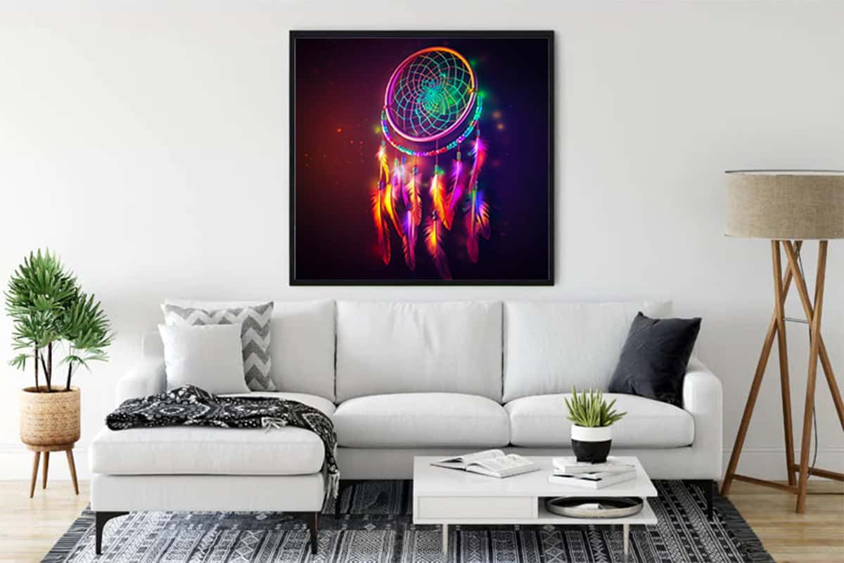 Malen nach Zahlen - Traumfänger Neon - hochwertige Leinwand - 170523, Fantasy, Neu eingetroffen, Quadratisch, Traumfänger