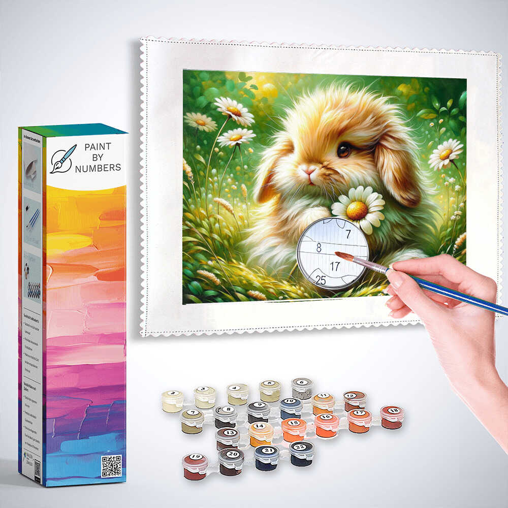 Paint by Numbers - Bunny holds daisies – DIY Paint by Numbers