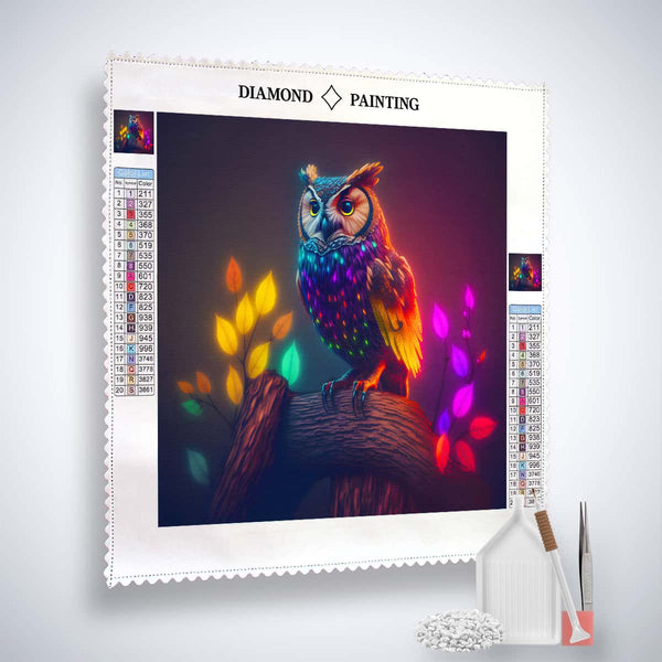 AB Diamond Painting - Eule im Lichtermeer - gedruckt in Ultra-HD - AB Diamond, Eule, Neu eingetroffen, Quadratisch, Tiere