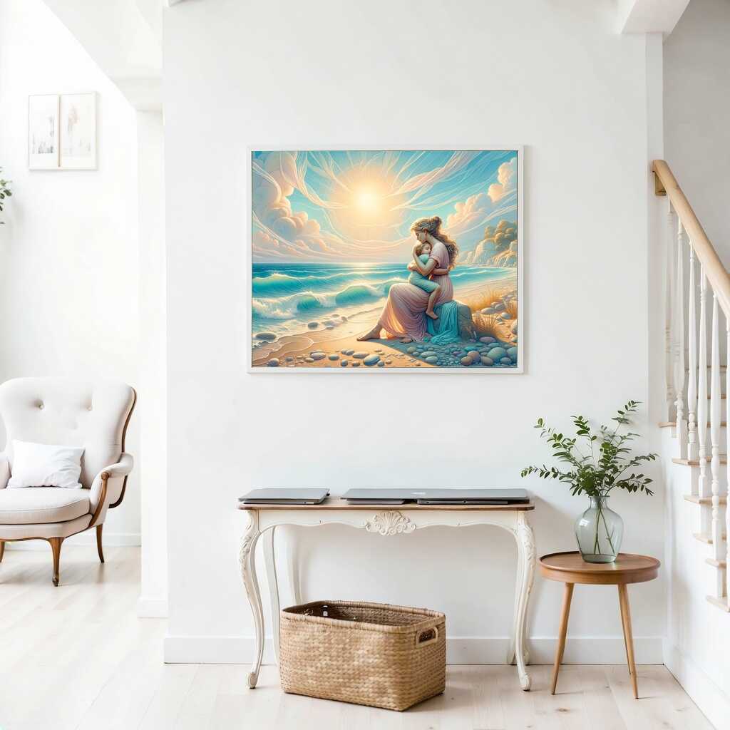 Mother with child, sea - Paint by Numbers