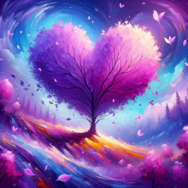 heart tree purple - Paint by Numbers