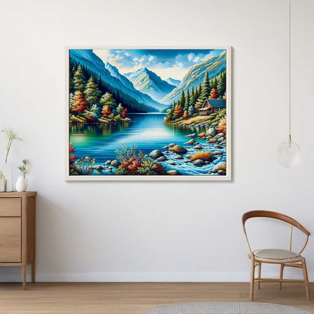Paint by Numbers - House on the mountain lake