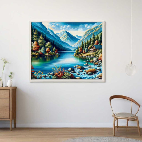 Paint by Numbers - House on the mountain lake