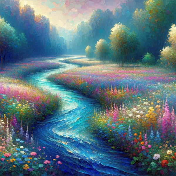 Wild river, flowers - Paint by Numbers