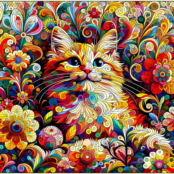 Cat, flowers - Paint by Numbers