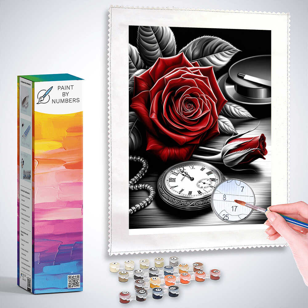 Paint by Numbers - Pocket Watch Red Rose