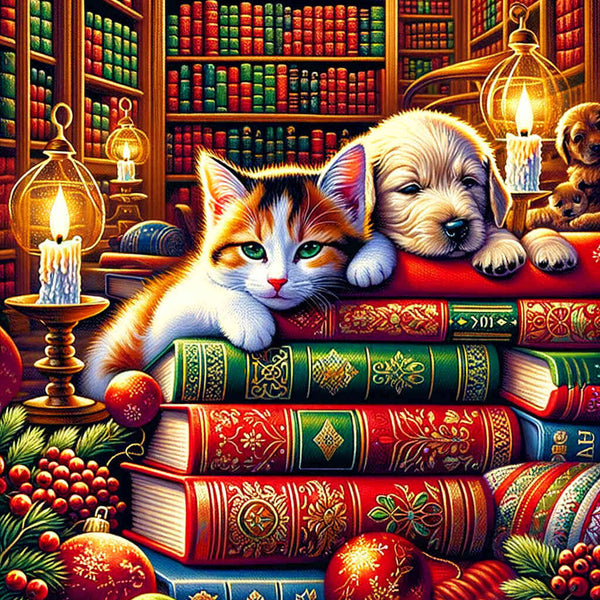 Paint by Numbers - Bookshop Dog and Cat