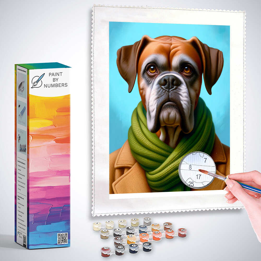 Paint by Numbers - Boxer with Scarf