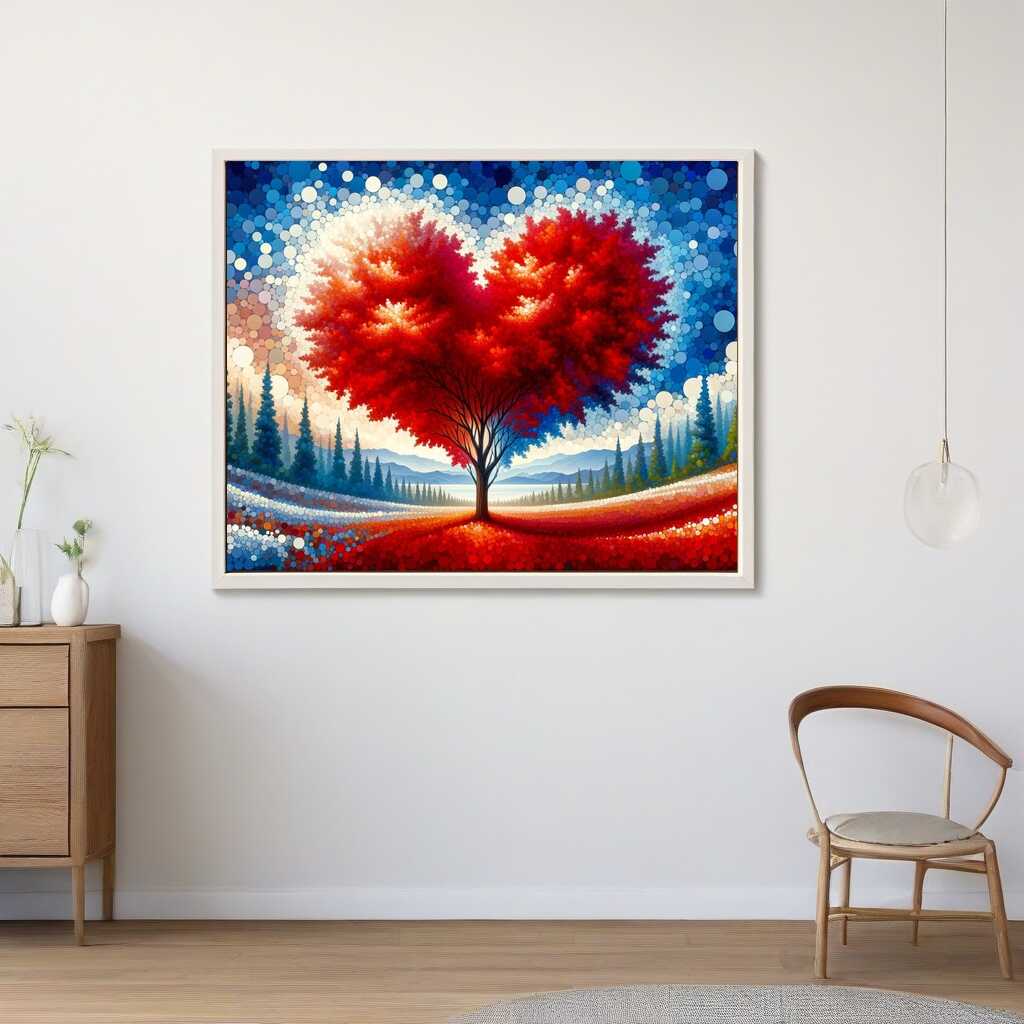 Paint by Numbers - Red heart tree