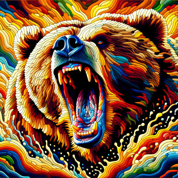 Roaring bear, Colorful - Paint by Numbers