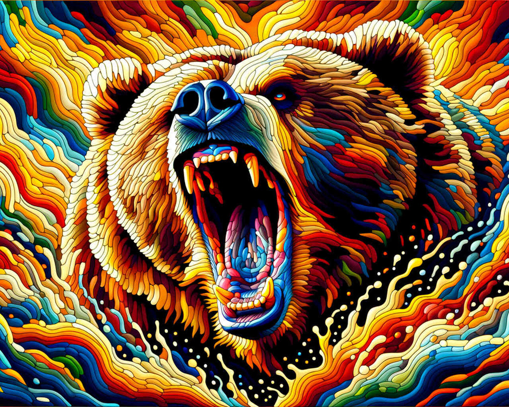 Roaring bear, Colorful - Paint by Numbers