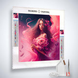 AB Diamond Painting - Pinke Rosenfrau - gedruckt in Ultra-HD - AB Diamond, Menschen, Neu eingetroffen, Quadratisch