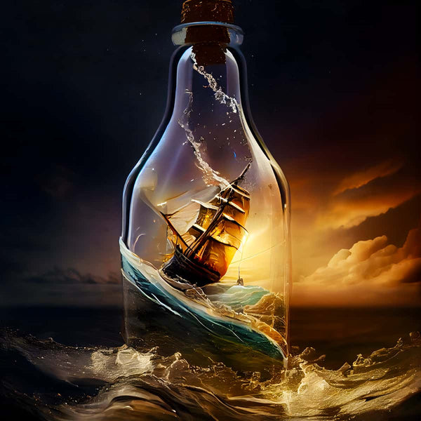 Malen nach Zahlen - Schiff im Glas - hochwertige Leinwand - 170523, Blumen, Neu eingetroffen, Quadratisch, Schiff, Schiffe