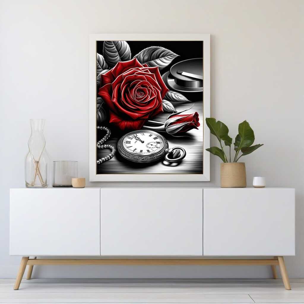 Paint by Numbers - Pocket Watch Red Rose