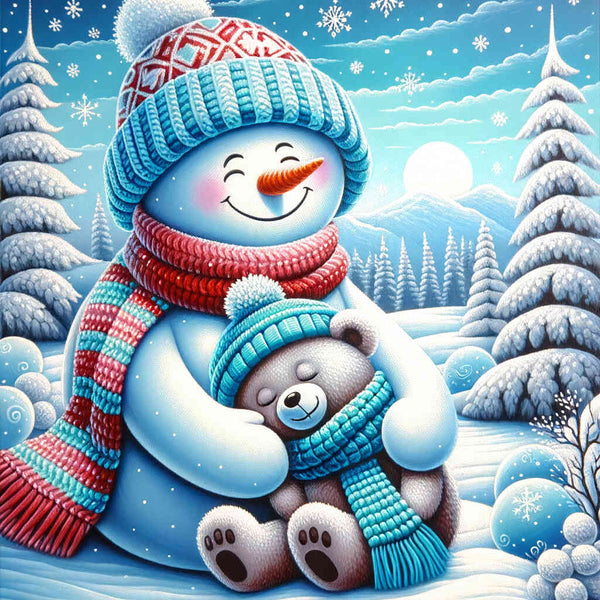 Paint by Numbers - Snowman and bear, friends