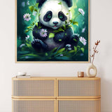Malen nach Zahlen - Panda isst - hochwertige Leinwand - 170523, Neu eingetroffen, Pandabär, Quadratisch, Tiere