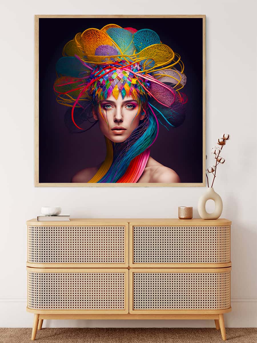 Diamond Painting - Frau mit Kopfschmuck - gedruckt in Ultra-HD - Menschen, Neu eingetroffen, Quadratisch