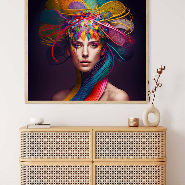 Diamond Painting - Frau mit Kopfschmuck - gedruckt in Ultra-HD - Menschen, Neu eingetroffen, Quadratisch