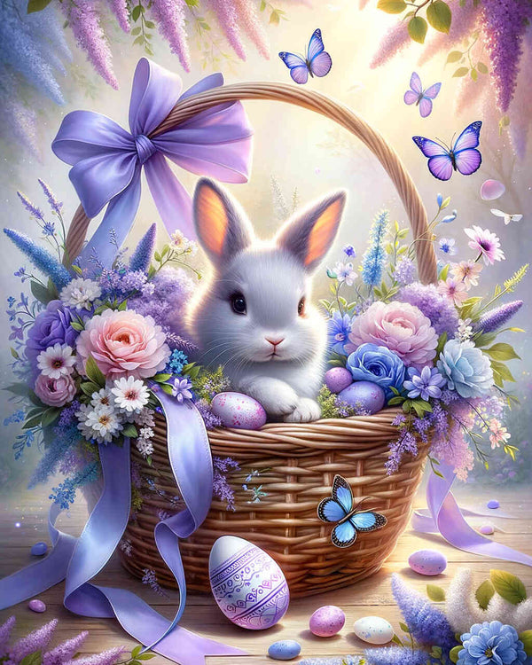 Paint by Numbers - Bunny in a Flower Basket