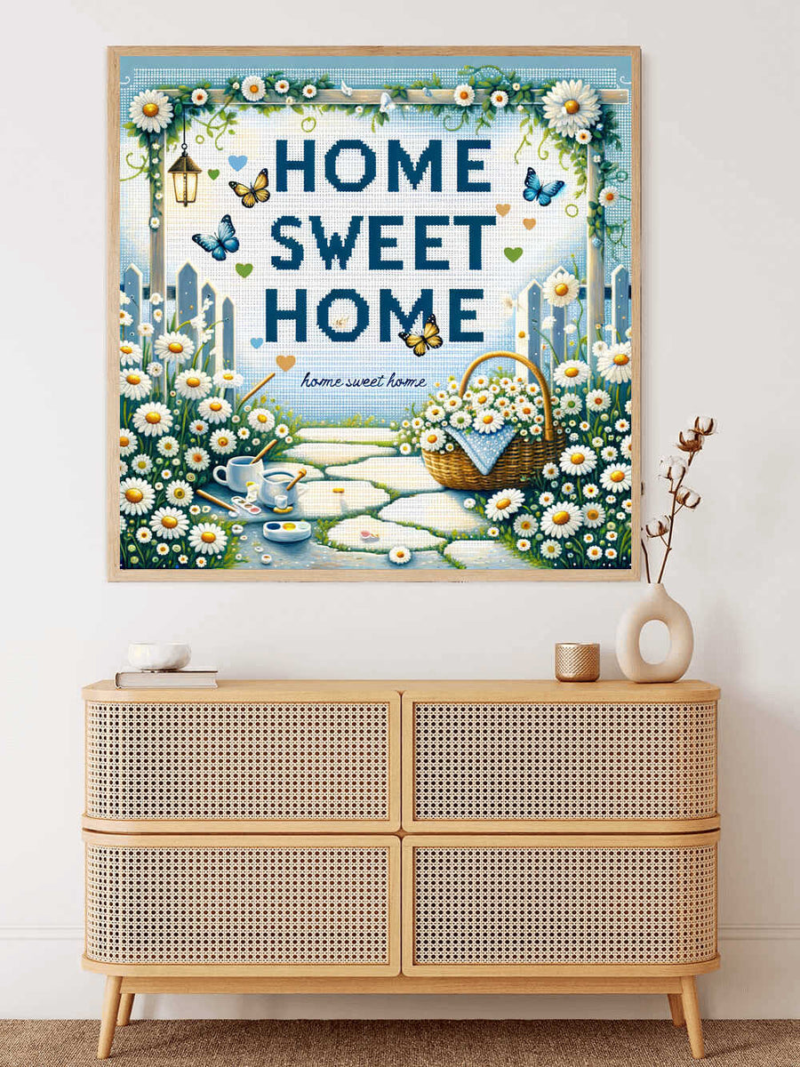 Paint by Numbers - Home sweet Home, blue and white