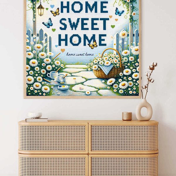 Paint by Numbers - Home sweet Home, blue and white