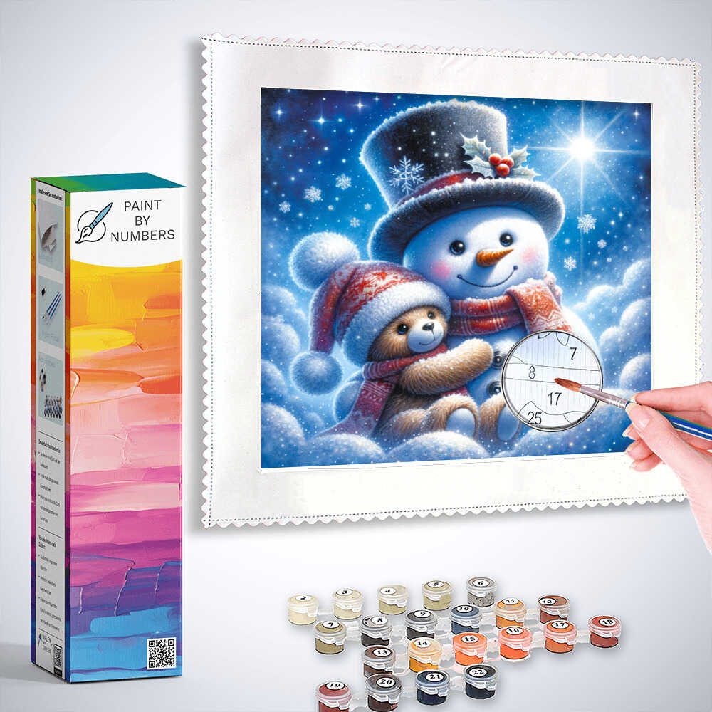 Paint by Numbers - Snowman and teddy bear