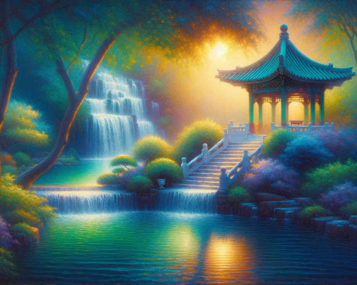 Paint by Numbers - Pavilion by the waterfall