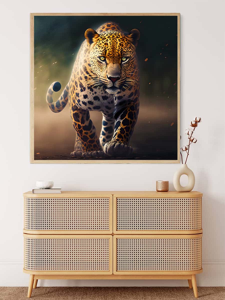 Malen nach Zahlen - Prachtvoller Leopard - hochwertige Leinwand - 170523, Leopard, Neu eingetroffen, Quadratisch, Tiere