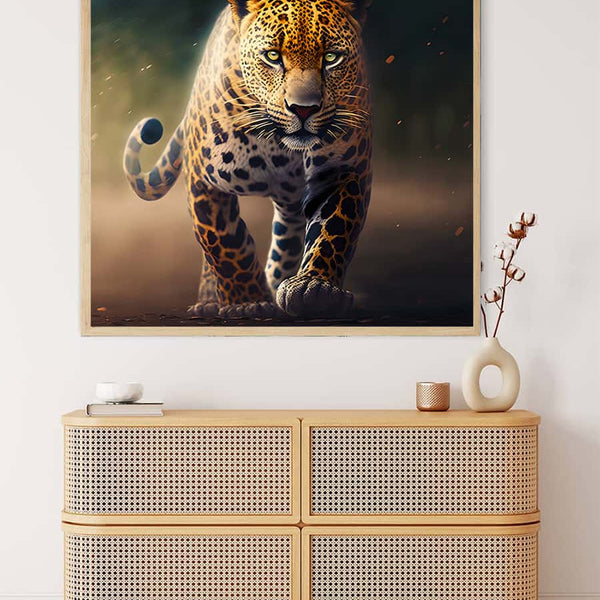 Malen nach Zahlen - Prachtvoller Leopard - hochwertige Leinwand - 170523, Leopard, Neu eingetroffen, Quadratisch, Tiere
