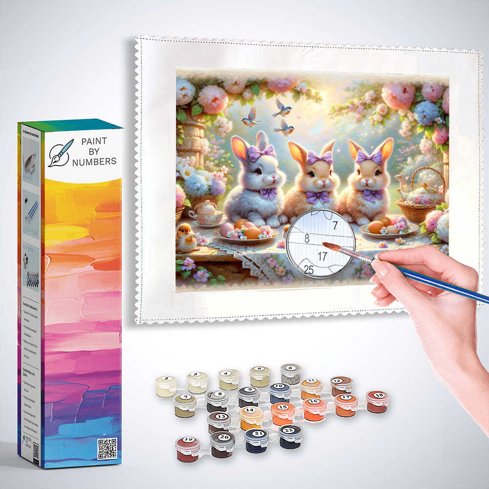 Paint by Numbers - Three bunnies, table